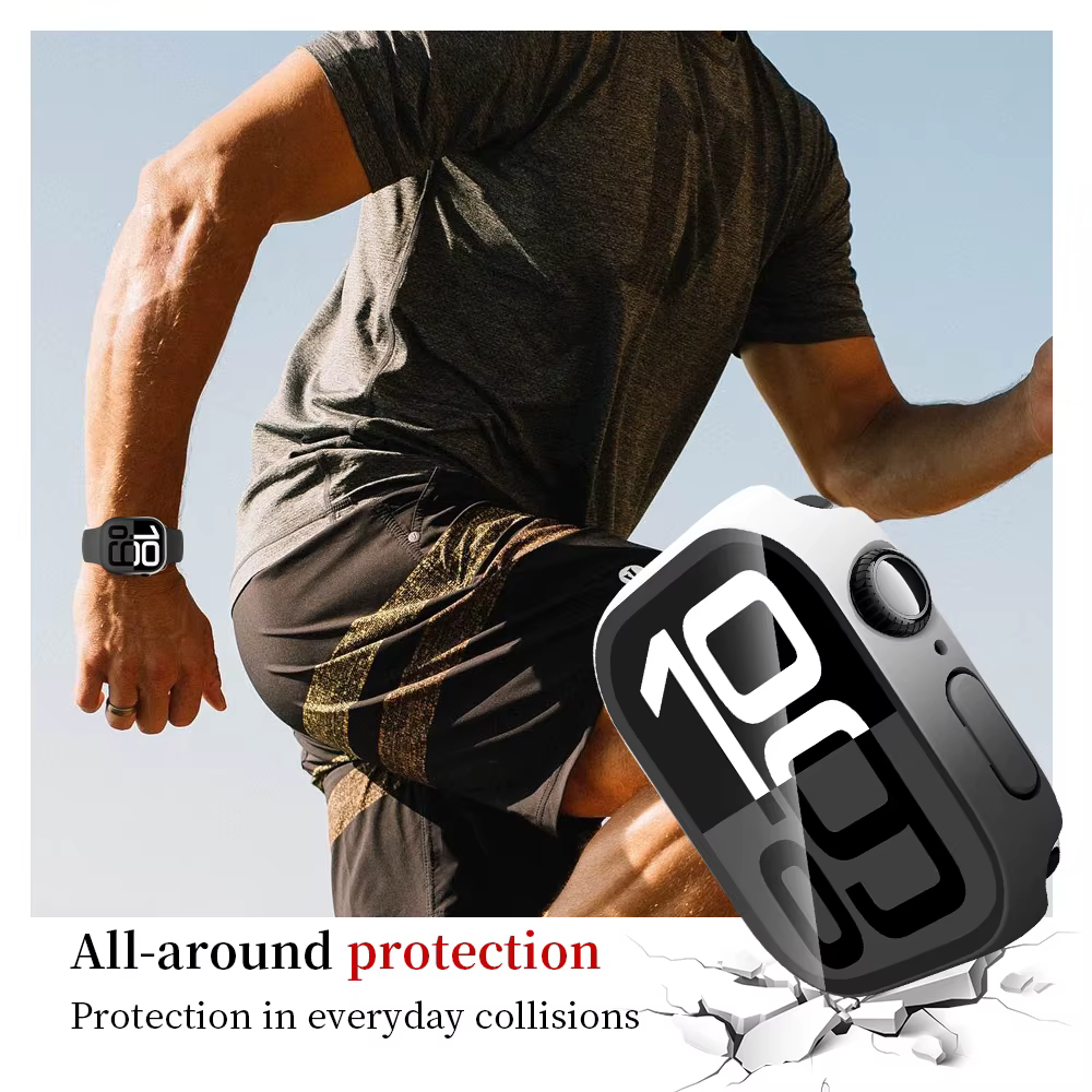 Verre trempé + étui pour Apple Watch 40mm 41mm 42mm 44mm 45mm 46mm protecteur d'écran housse de protection PC iWatch 10 8 7 9 6 SE 5 4