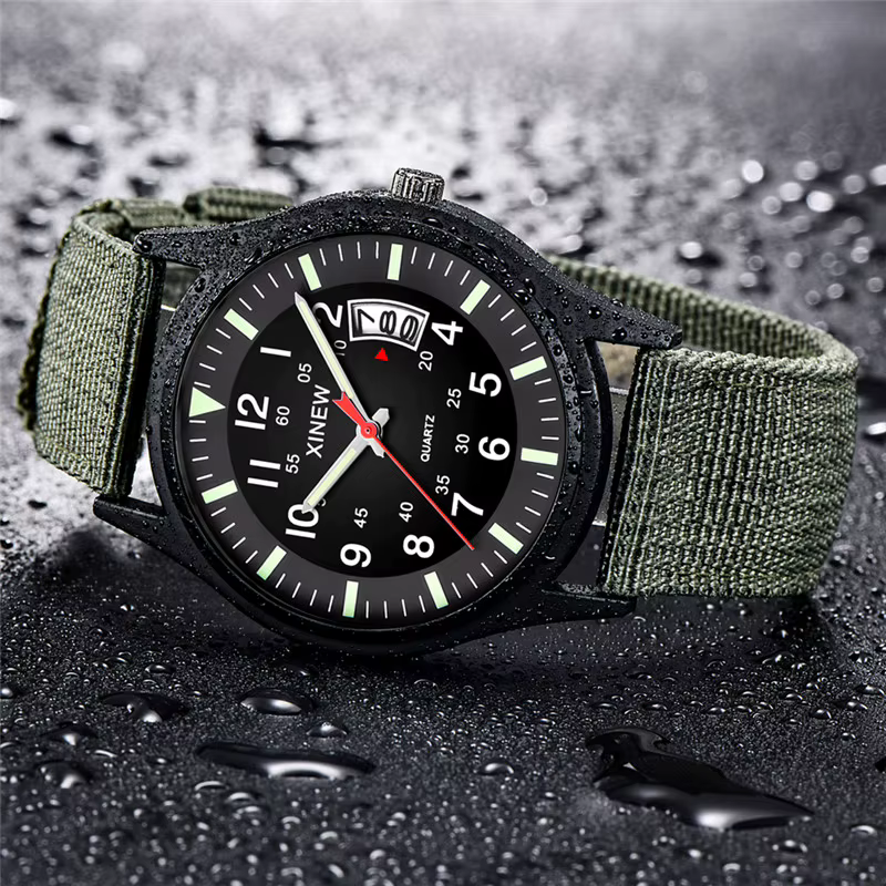Original XINEW marque montres pour hommes mode bracelet en Nylon militaire sport Date montre à Quartz Erkek Barato Saat Relogio Masculino
