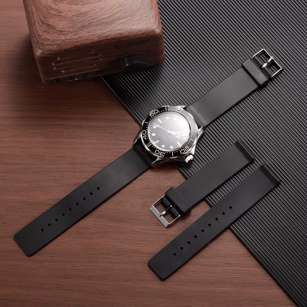 Bracelet de montre universel en PVC noir de 12 mm