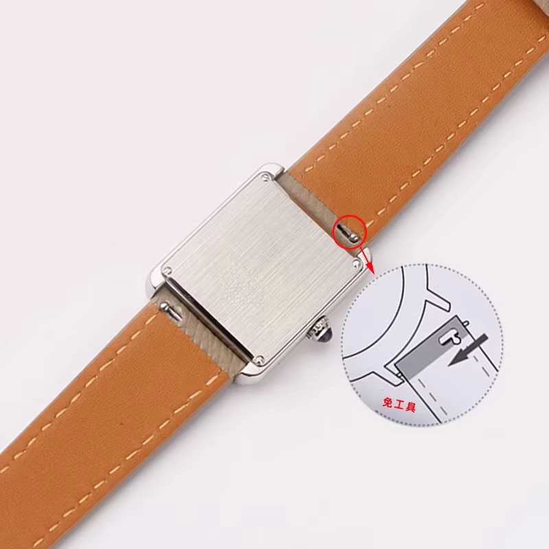 Bracelet de montre en cuir de vache pour Cartier Tank SOLO London Clé de 14 16 18 20mm noir marron blanc gris hommes
