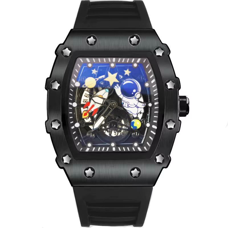 Montre à quartz pour homme avec gravure d'astronaute