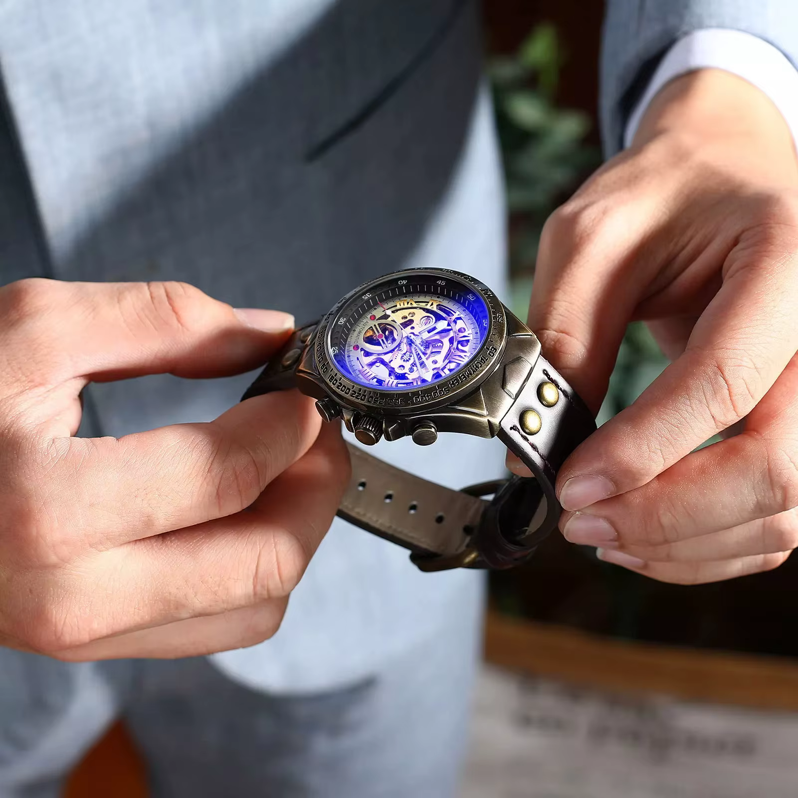 BINBOND A275 montre mécanique automatique originale pour hommes étanche rétro Tourbillon verre de cristal