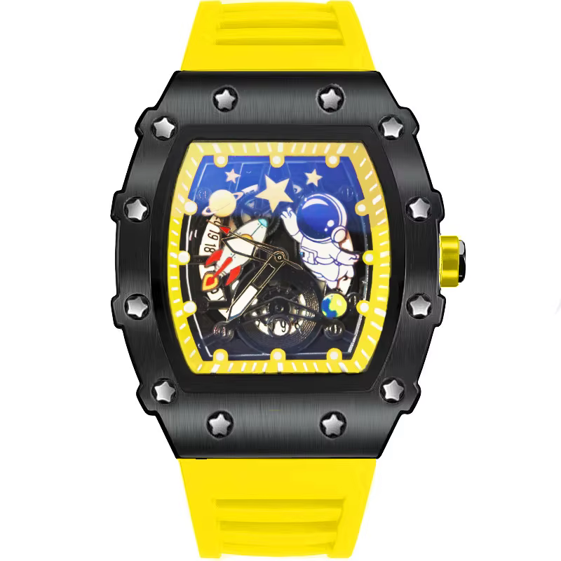 Montre à quartz pour homme avec gravure d'astronaute