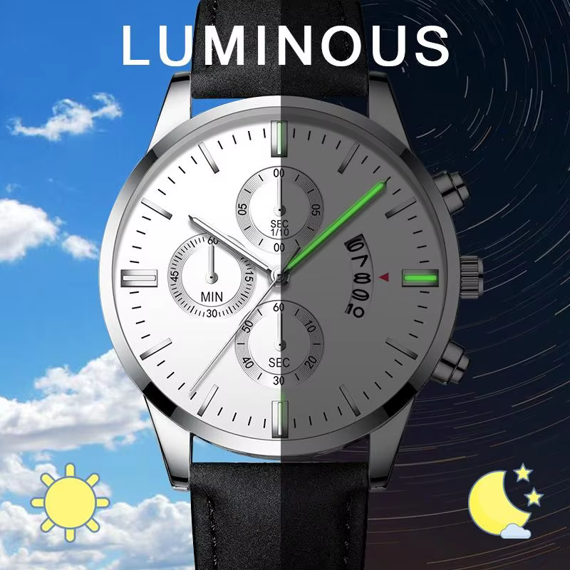 Montre-bracelet à quartz en acier inoxydable noir pour homme