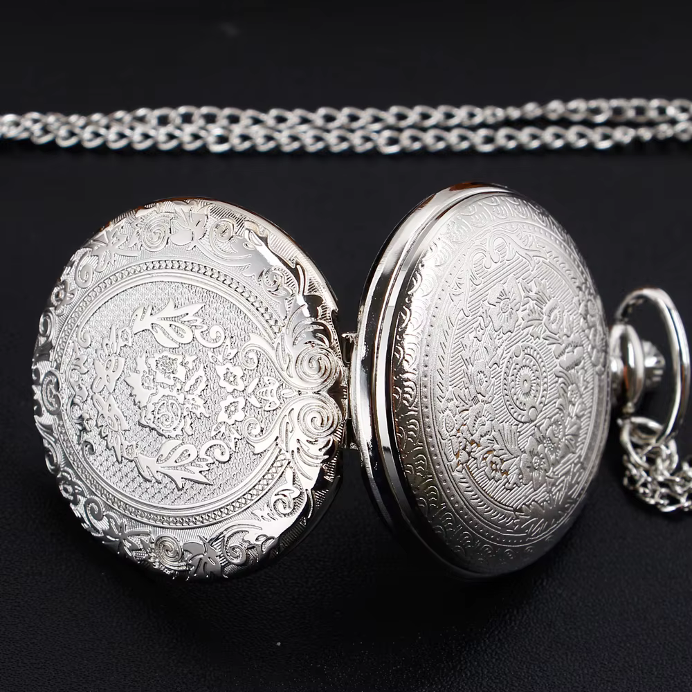 Montre de poche de luxe en argent à quartz