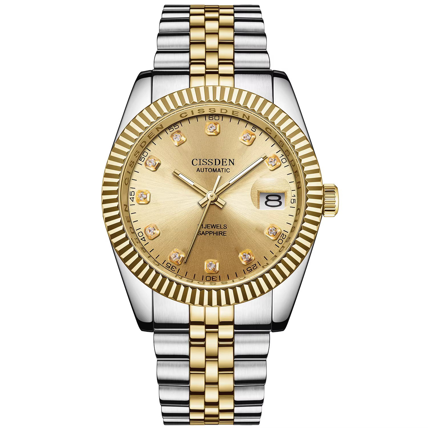 Montre-bracelet mécanique automatique en acier inoxydable pour homme