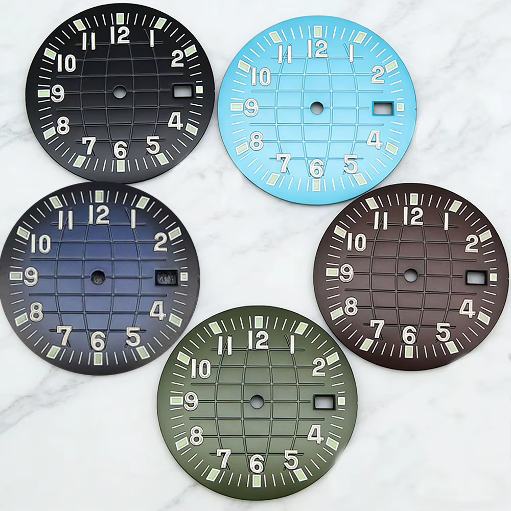 Cadran de montre Aquanaut noir et bleu de 32 mm avec calendrier simple