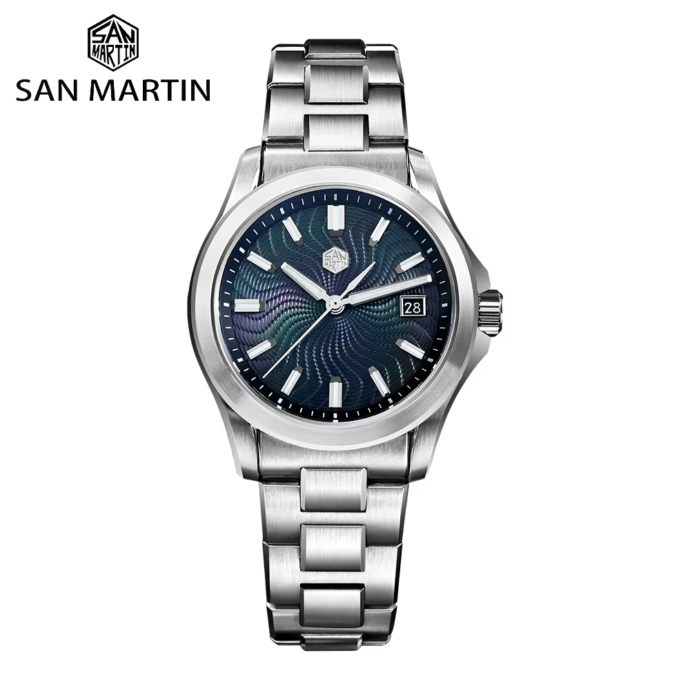 San Martin montre 39mm robe de luxe mis5 9015 montres mécaniques automatiques pour hommes avec vadrouille Guilloche 100m étanche SN0150