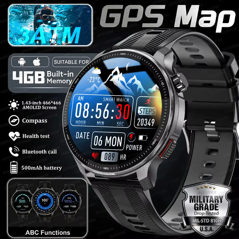 Nouvelle montre connectée GPS 2026 avec cartes hors ligne pour sports de plein air