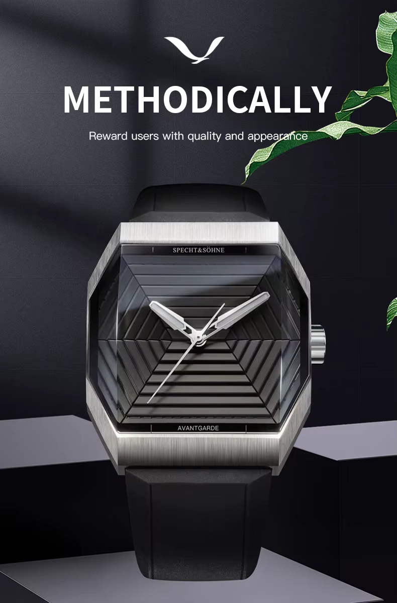 SpecPrint& Söhne-Montre carrée en acier inoxydable pour homme