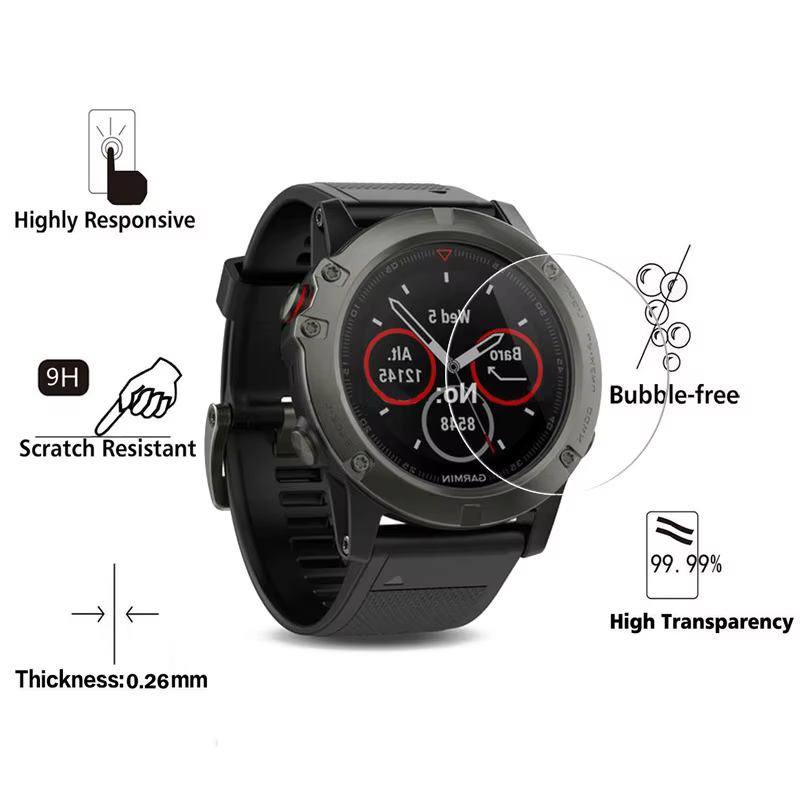 Pour Garmin Fenix 5 5S 5X Plus 6 6S 6X Por 7 7X epix Pro 47 51mm instinct Vivoactive 3 protecteur d'écran en verre trempé SmartWatch