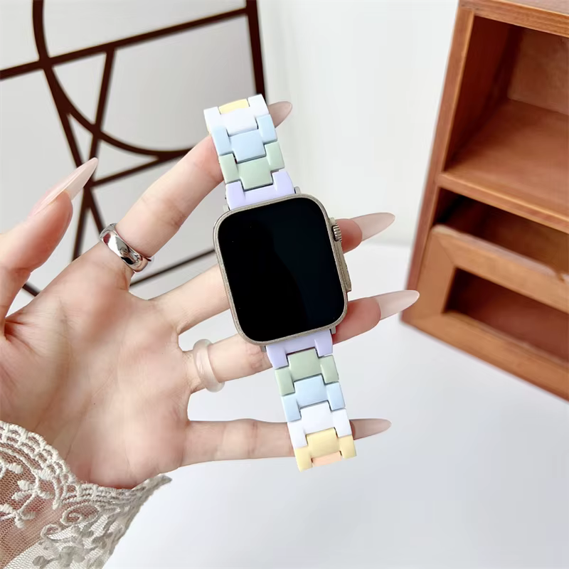 Bracelet en résine arc-en-ciel pour Xiaomi band 8 9 10 pro