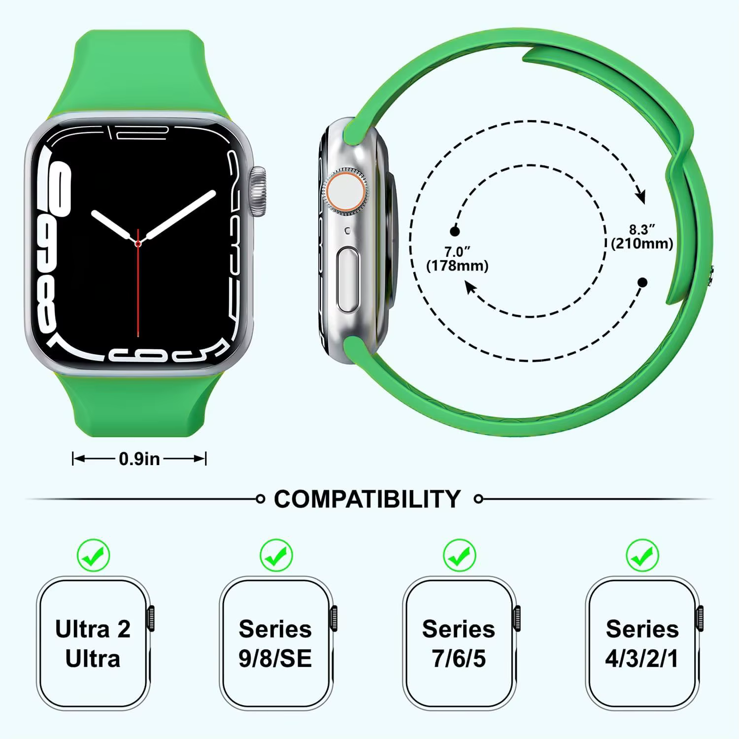 8 packs de bracelets en silicone pour Apple Watch