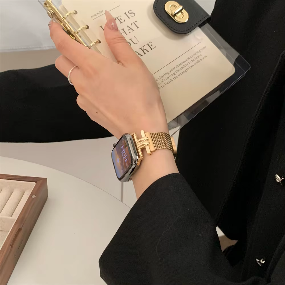 Bracelet femme imprimé léopard pour iWatch 38 42 41mm pour Bracelet de montre Apple série 8 Ultra SE 7 6 5 40 44 45mm Bracelet en acier inoxydable