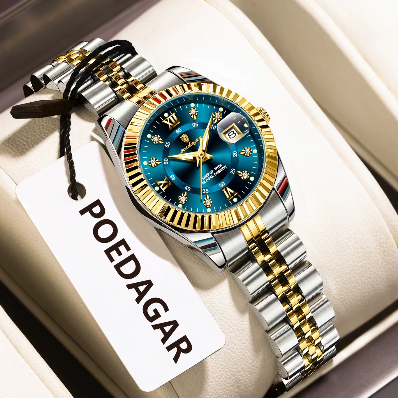 POEDAGAR haut de gamme montre pour femmes étanche en acier inoxydable lumineux Date dames