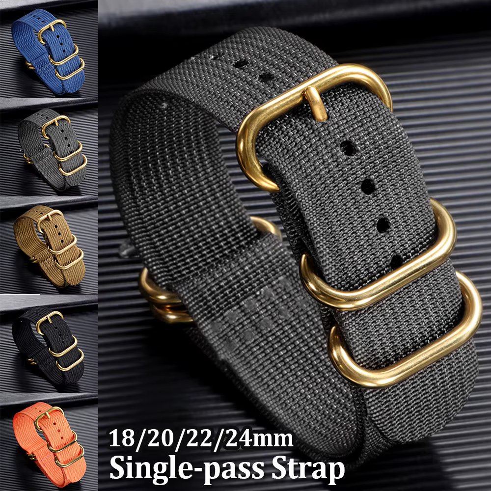 Bracelet de montre en nylon durable avec boucle dorée 18mm 20mm 22mm 24mm pour Omega pour Seiko