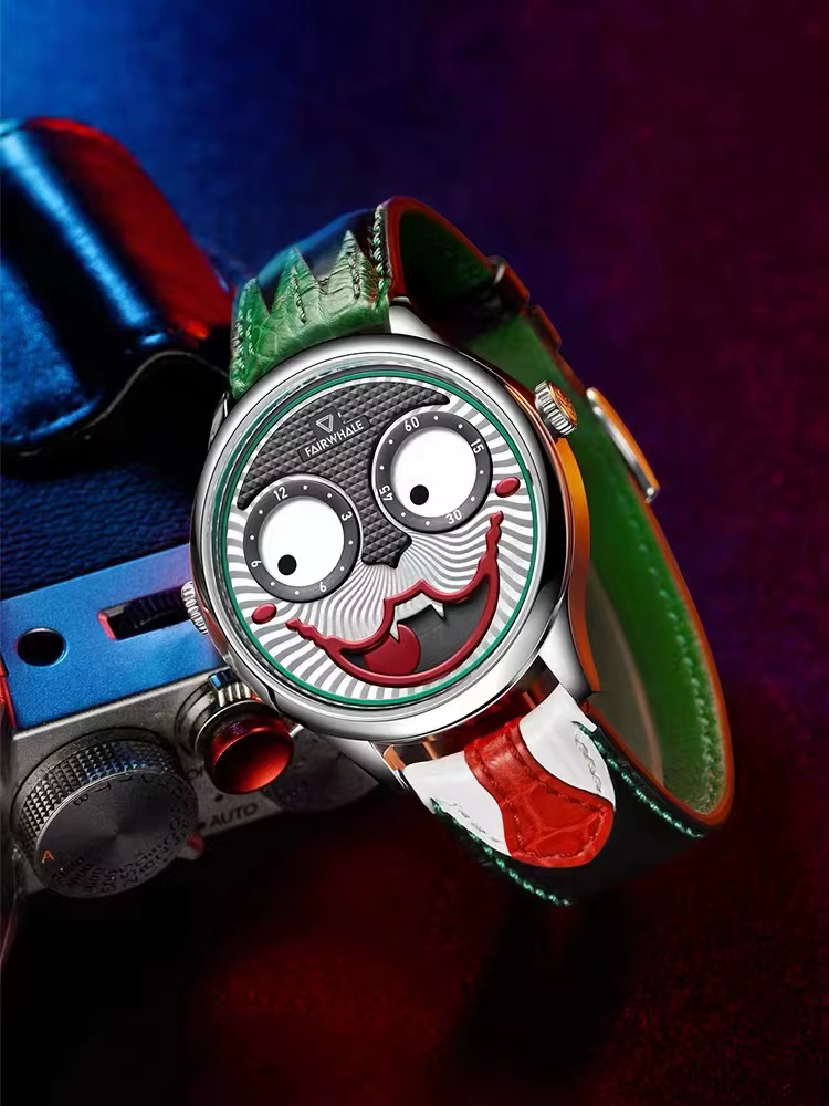 Montre Joker avec bracelet en cuir pour homme