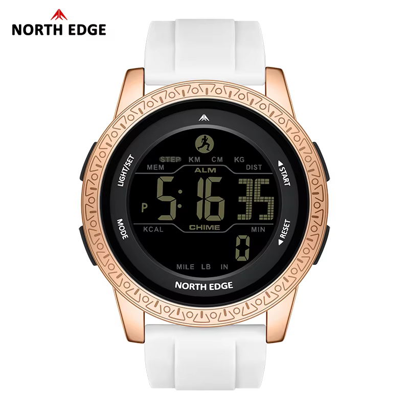 NORTH EDGE luxe hommes femmes podomètre montre-bracelet numérique étanche 50m sport double temps réveil montres de couple APOLLO
