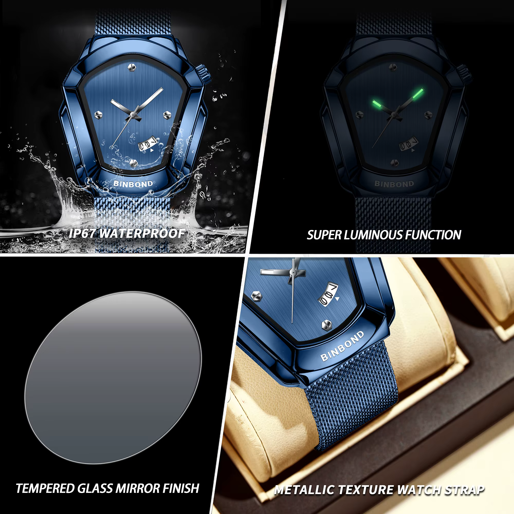 Montres à quartz BINBOND Iron Man originales pour hommes