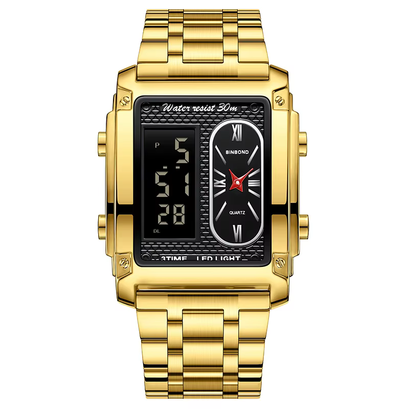 UTHAI H37 mode carré Double écran montre numérique pour hommes léger luxe loisirs sport étanche montre à Quartz pour hommes