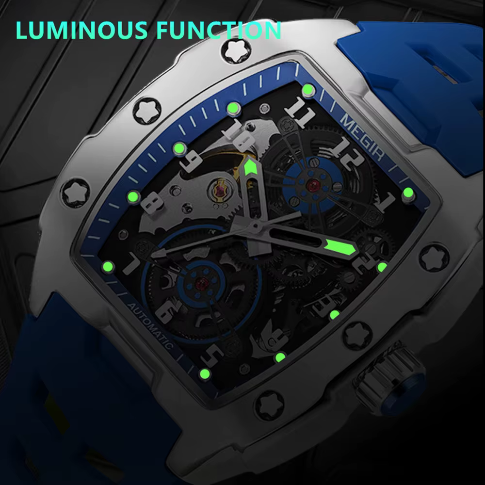 MEGIR marque mode montre mécanique pour hommes Sport évidé automatique montre-bracelet lumineux étanche horloge Reloj Hombre 8602