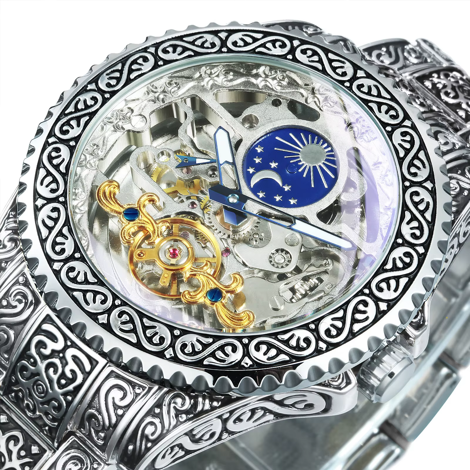 Montres mécaniques squelette en or de luxe Forsining
