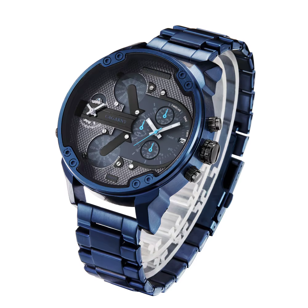 Montres pour hommes Top marque de luxe bracelet en acier double montre