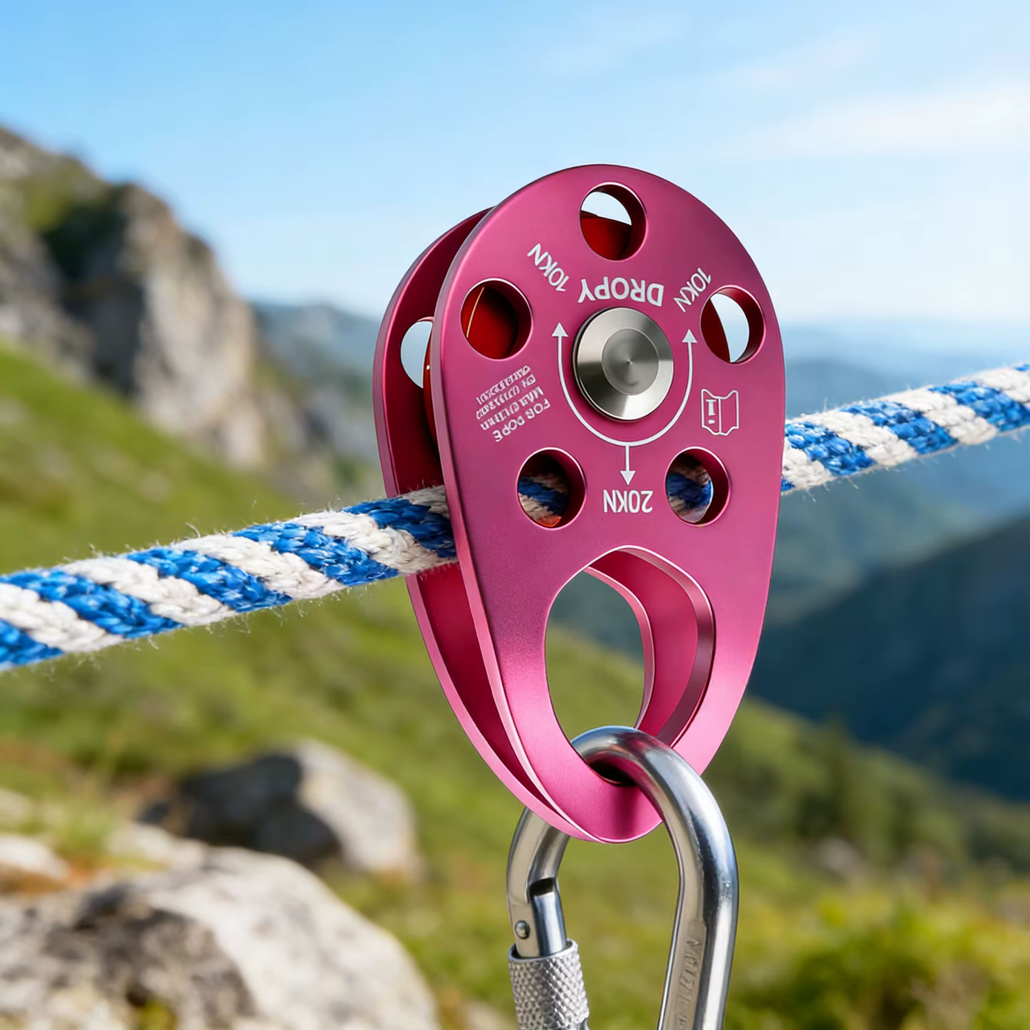 Poulie d'escalade en alliage d'aluminium, poulie latérale, mousqueton professionnel, accessoires de survie et de sauvetage en plein air, accessoires de montagne
