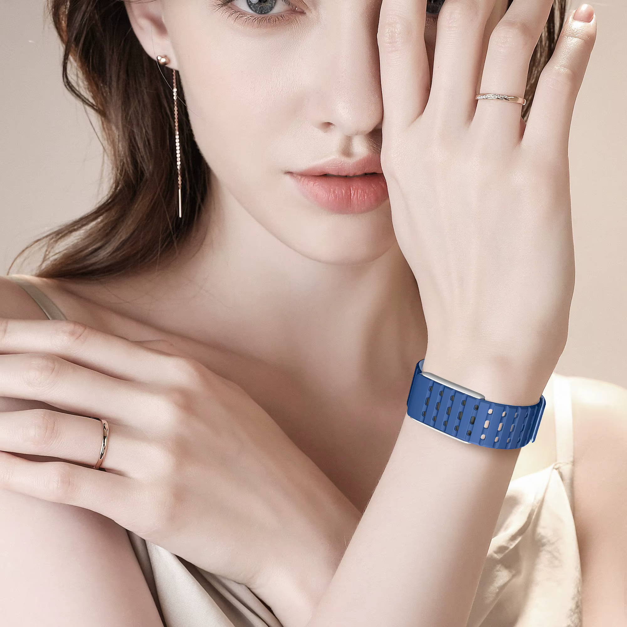 Bracelet en silicone à tête métallique pour Whoop 5.0
