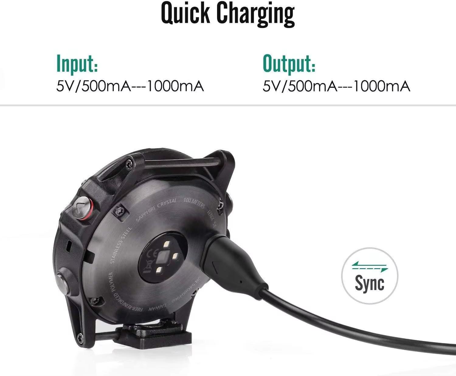 Câble de chargeur de remplacement pour montre connectée Garmin Fenix 8 7 7S 7X Pro 6 6S 6X Pro 5 5s 5X Plus USB-C