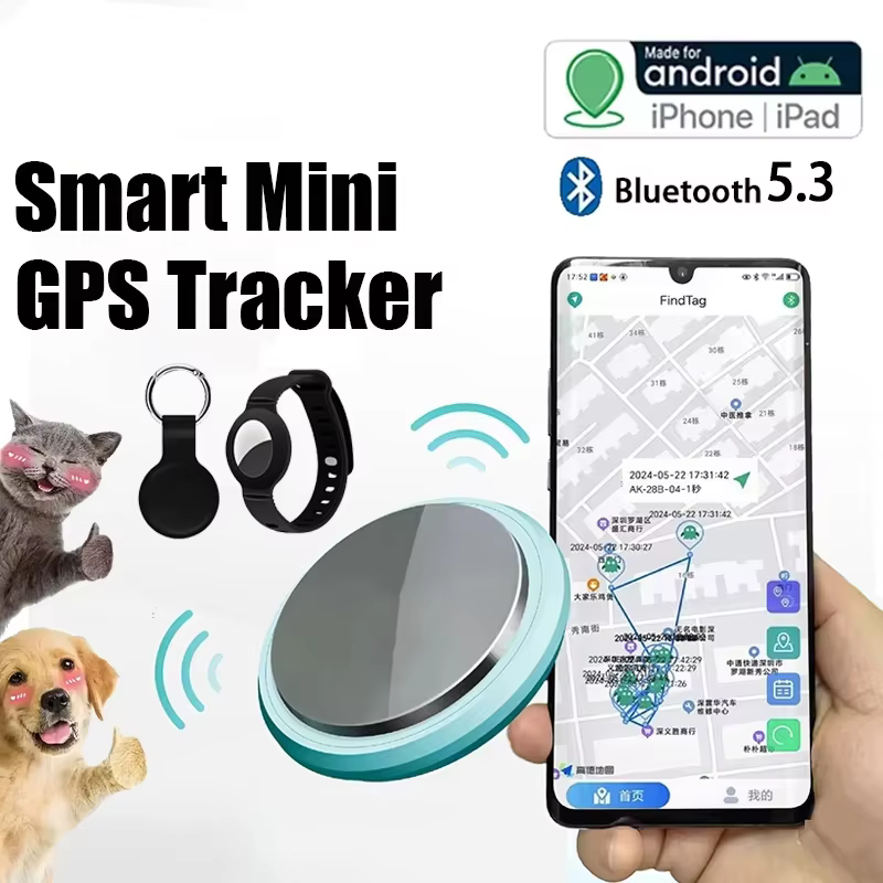 – traceur GPS intelligent Airtag Bluetooth 5.3, fonctionne avec le système Android iOS, Mini localisateur d'étiquette d'air, sac