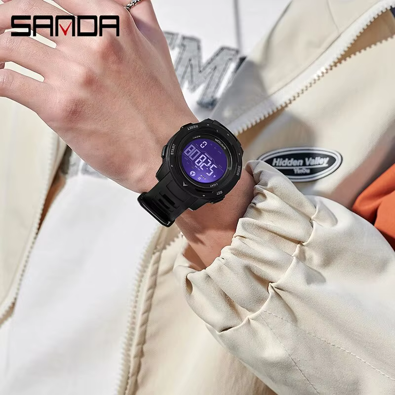 SANDA marque hommes montres sport podomètre Calories 50 M LED étanche montre numérique montre-bracelet militaire Relogio Masculino 2145