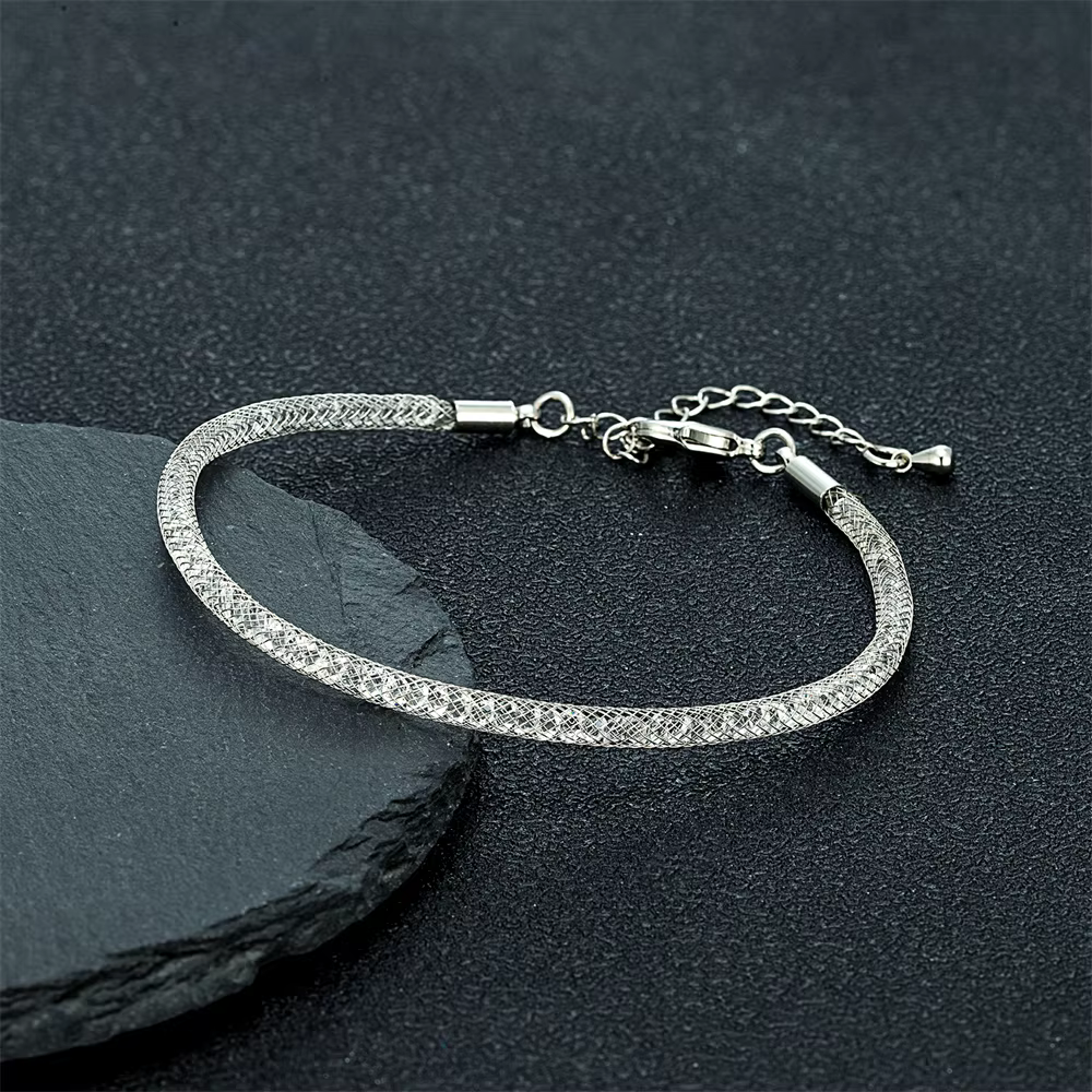 Bracelet ajustable en maille de cristal tendance pour hommes et femmes
