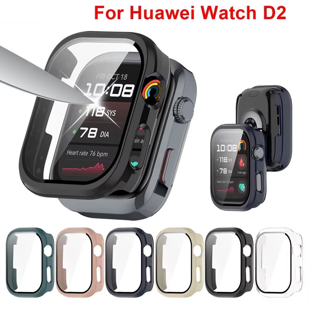 Verre trempé + boîtier PC pour Huawei Watch D2 protecteur d'écran anti-rayures pare-chocs housse de protection