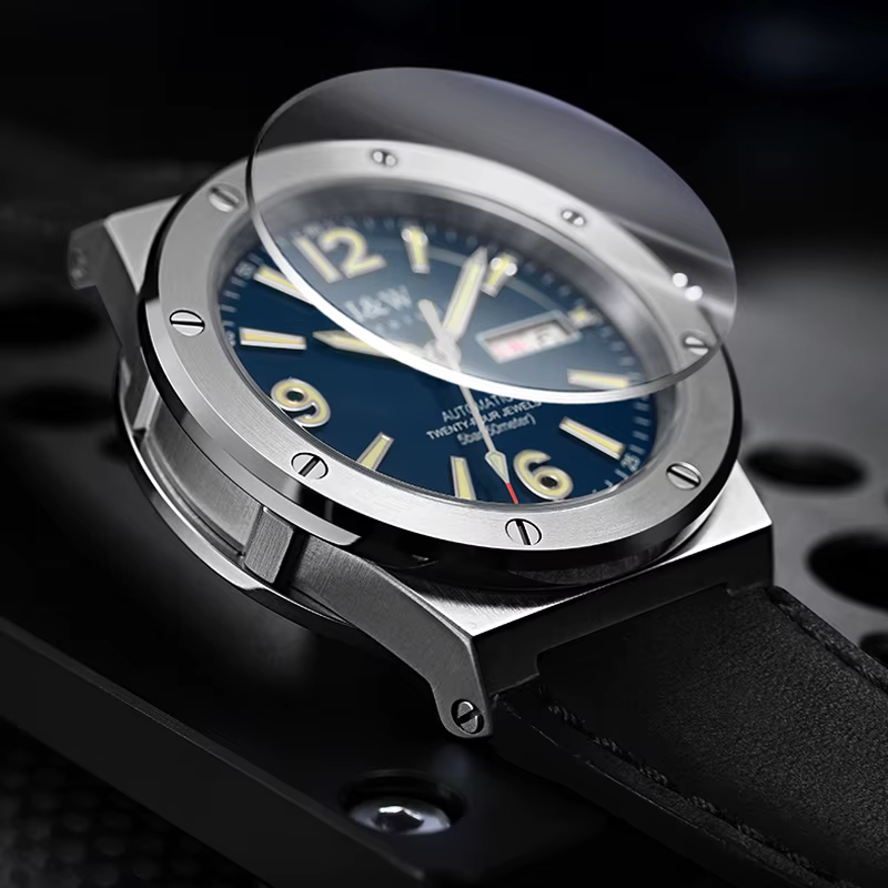 IW argent bleu hommes montres 5Bar étanche lumineux mode montre automatique