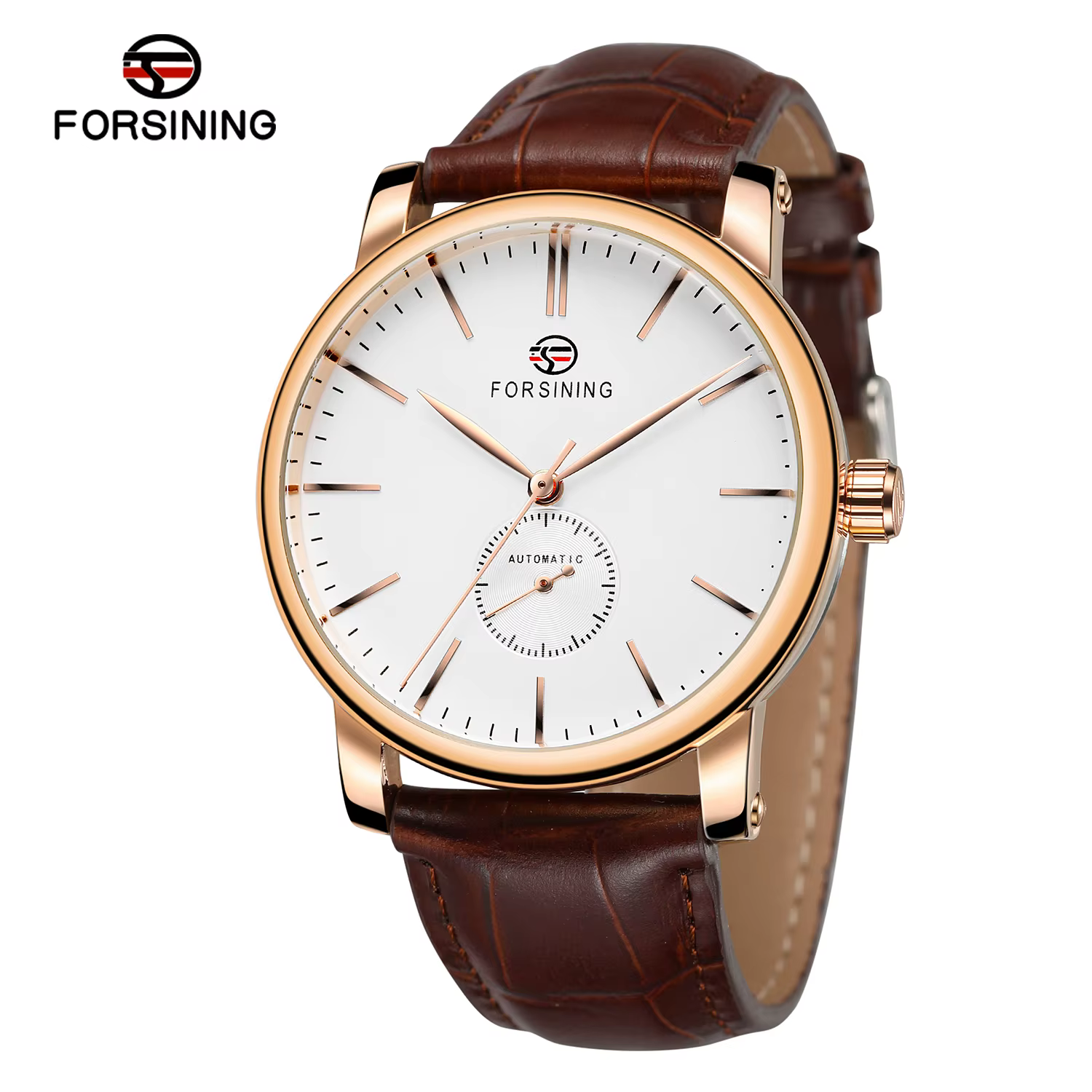 FORSINING luxe élégant hommes automatique mouvement mécanique montres bracelet en cuir mode Design décontracté affaires grand cadran