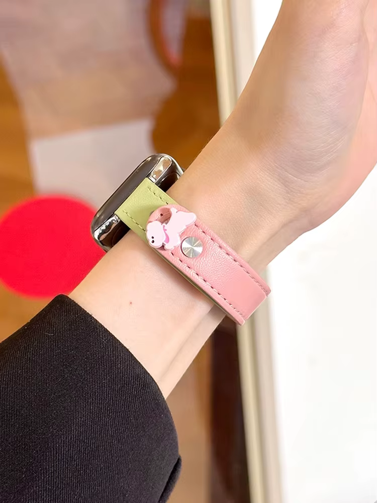 Bracelet en cuir de chien mignon pour iWatch Ultra 10 9 8 7 6 5 4