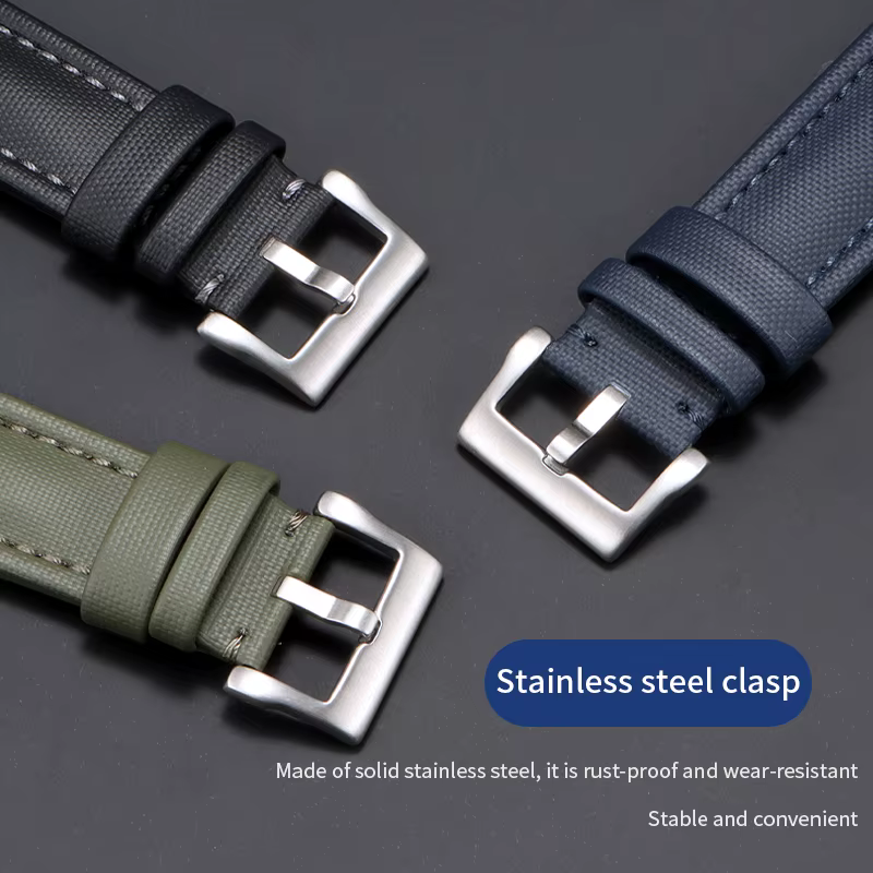 20/22/23mm toile nylon + bracelet de montre en cuir pour Blancpain cinq pompiers Swatch Seiko sports de plein air