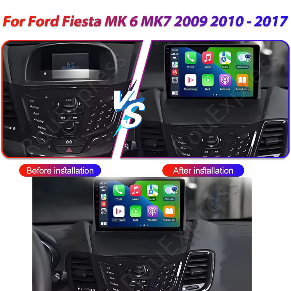 Autoradio GPS Android 16 pour Ford Fiesta MK6 MK7 2009 2010 - 2017, Navigation GPS, Lecteur Multimédia, Écran QLED 5G 2K