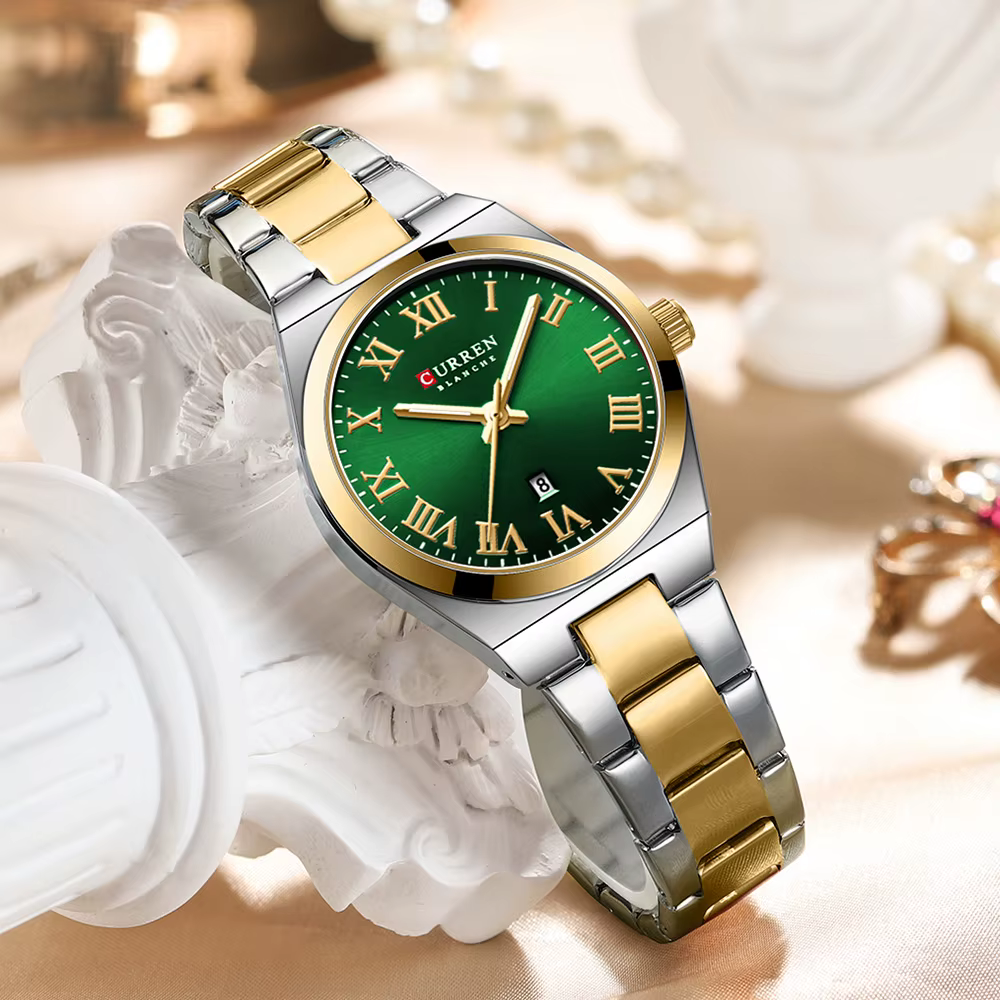 Montres de luxe en acier inoxydable pour femmes avec date