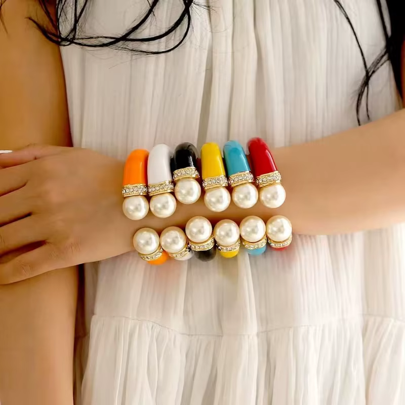 Bracelet manchette personnalisé à double perles pour femme, plusieurs couleurs disponibles, accessoire de bijouterie pour fêtes et fiançailles