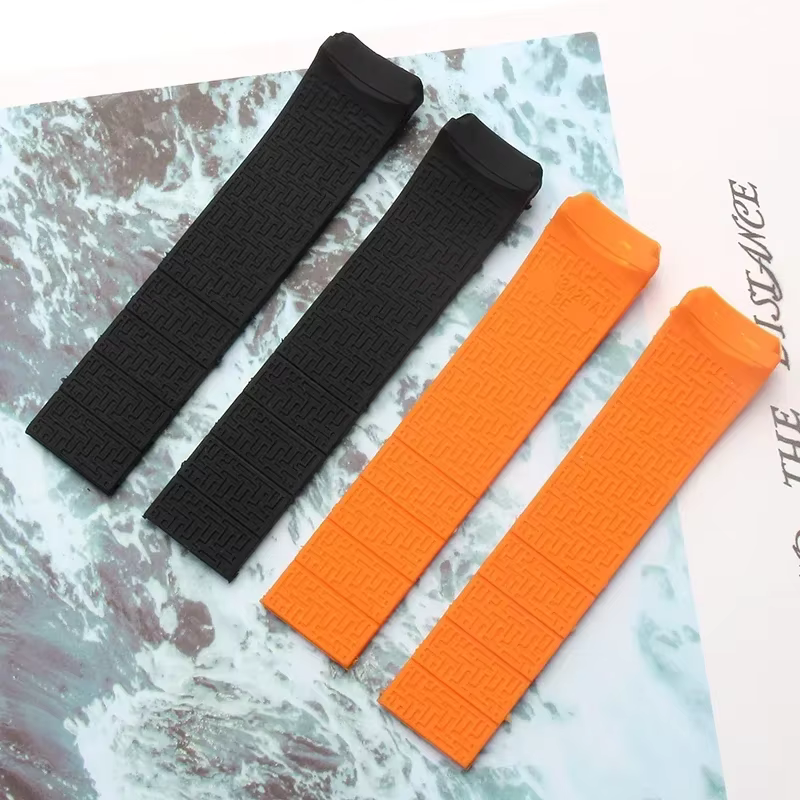 Bracelet de montre en silicone adapté pour Tissot T-TOUCH T013 T047 20mm 21mm Noir Orange dehors