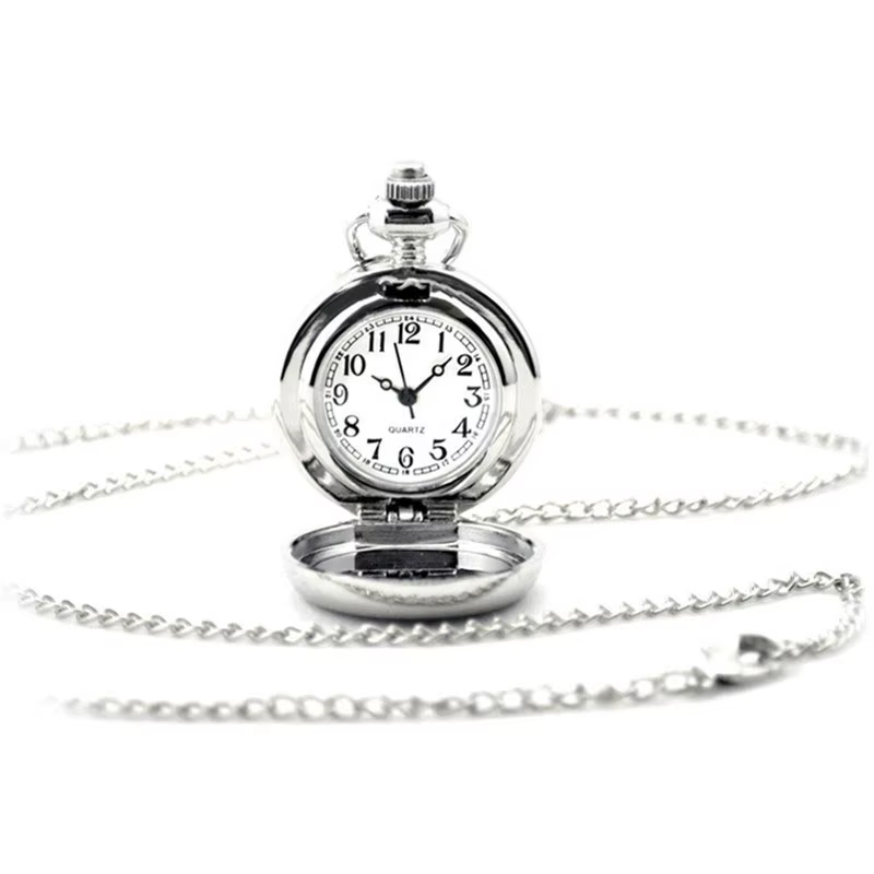 Couple modèles classique mode rétro Quartz petite argent Lotus bleu fleur montre de poche