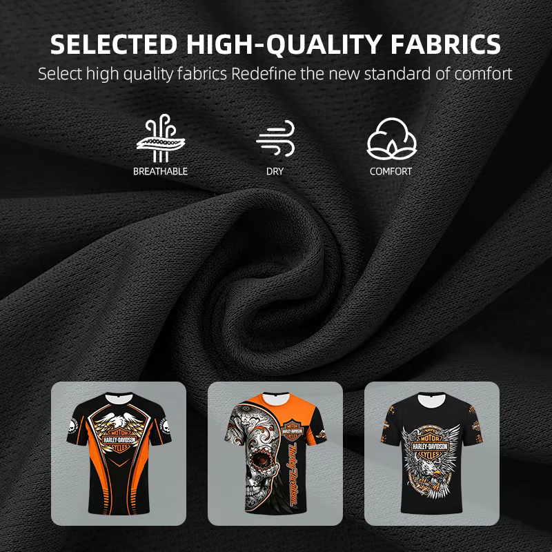 Nouveau T-shirt Harley Davidson en coton imprimé, mode, manches courtes, respirant, pour le bodybuilding, hauts Harley