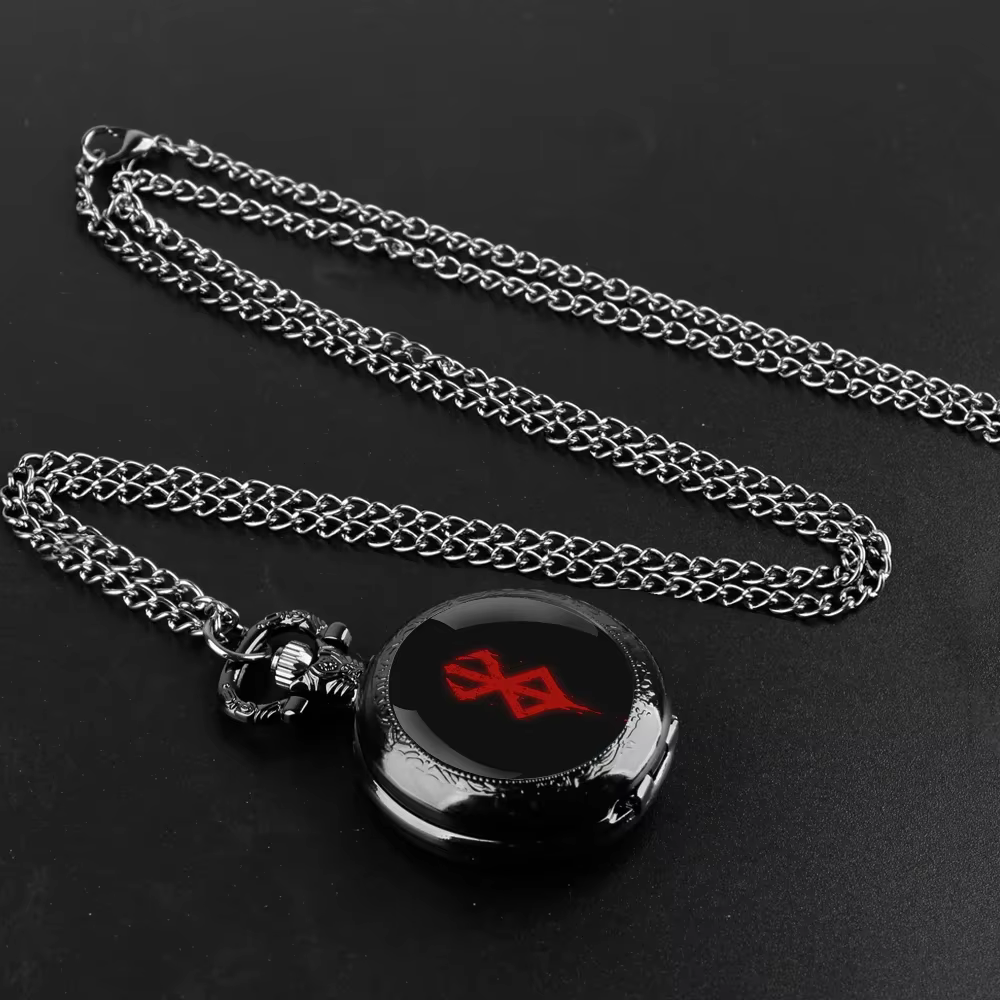 Coffret cadeau de montre de poche à quartz au design cool Berserk - Chaîne robuste + cadran à chiffres arabes