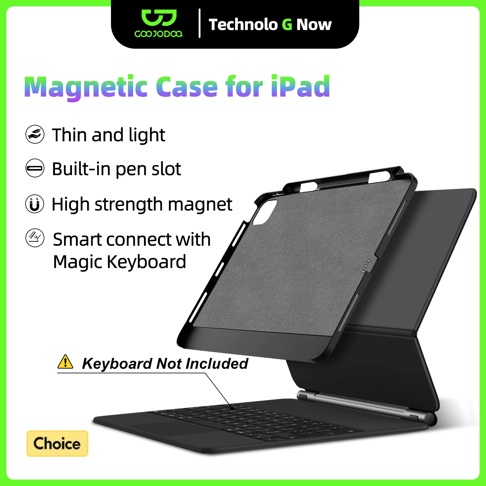 GOOJODOQ étui magnétique pour iPad Pro 11 13 2024 M4 Air 6 Air 4/5 iPad Pro 12.9 étui Compatible clavier magique porte-crayons