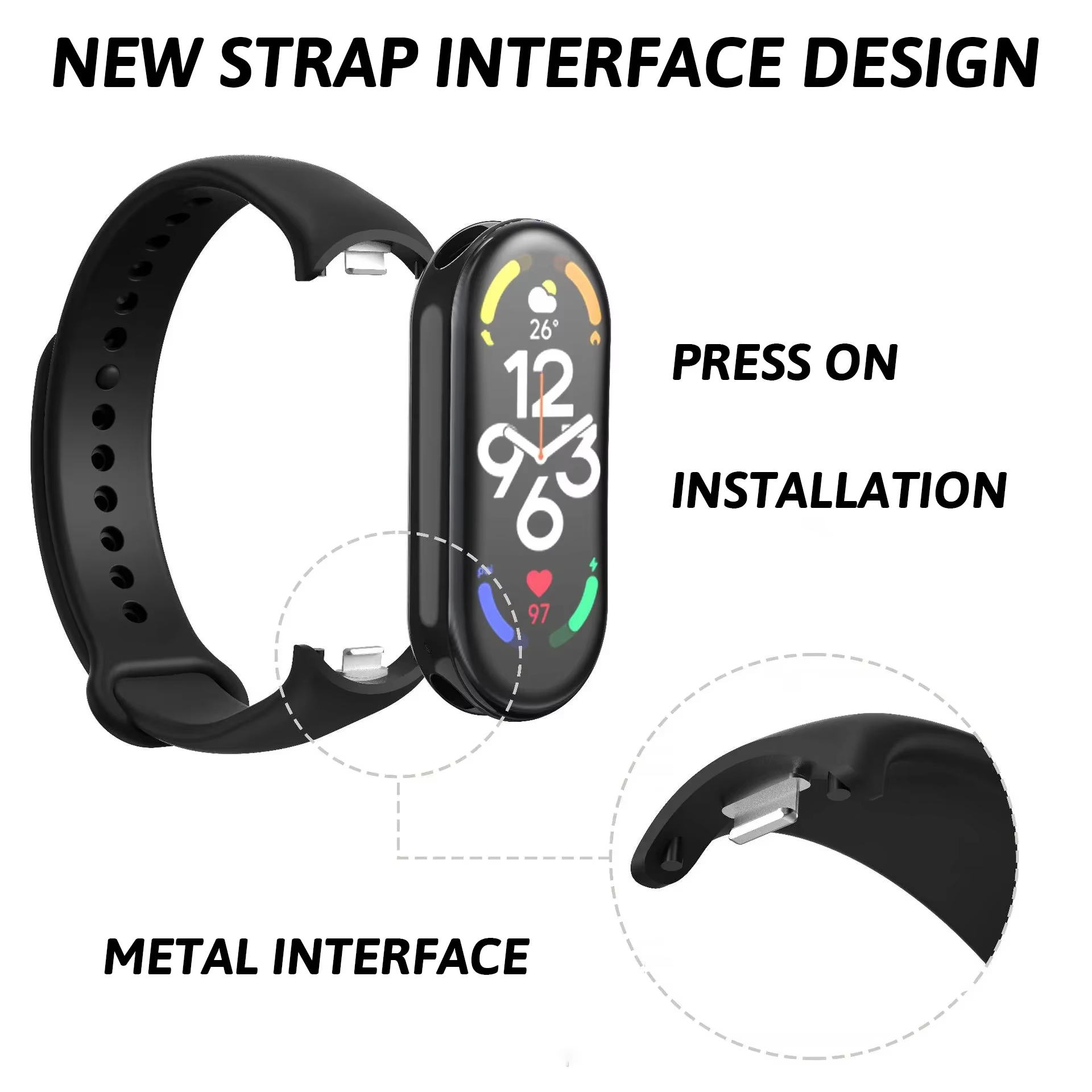 Bracelet en caoutchouc pour Mi Band 8