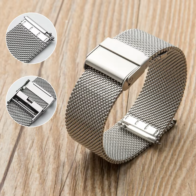 Bracelet à boucle milanaise en maille universelle, 18mm 20mm 22mm, en acier inoxydable, à dégagement rapide, pour montre intelligente, pour hommes et femmes, accessoires