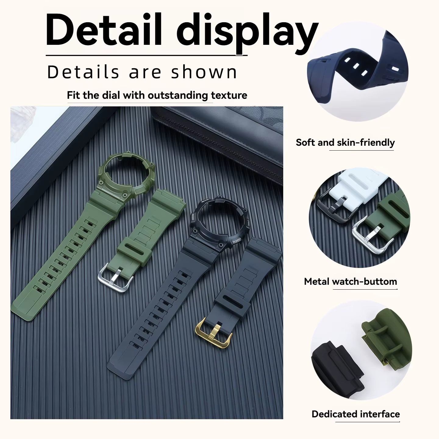 Pour Casio G-SHOCK AQ-S810W Ensemble bracelet et boîtier en résine | Sangle en silicone souple antichoc | Accessoires