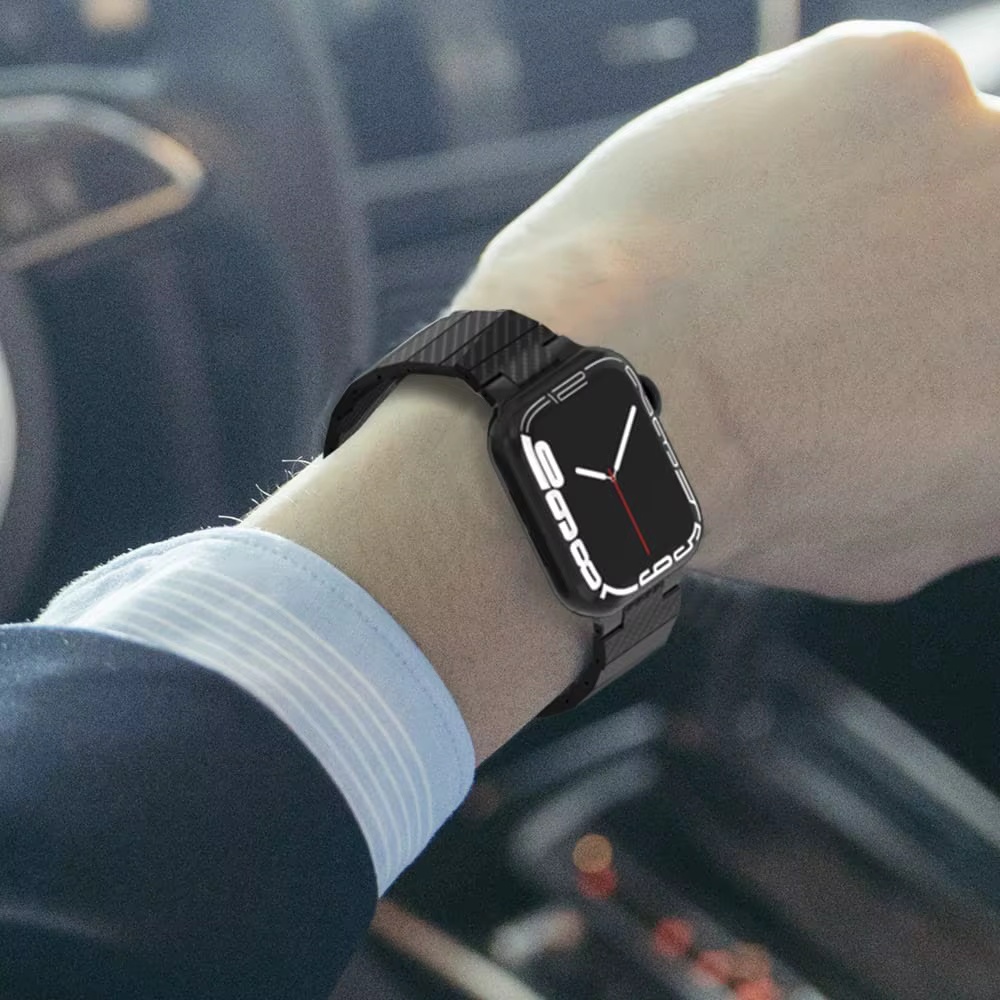 Bracelet en Fiber de carbone + étui pour Apple Watch 8 7 45mm 41mm